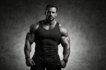 Naklejka premium Man on Monochrome Background