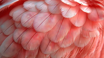   A close-up of a pink bird's feathers, showing a white spot on its back wing