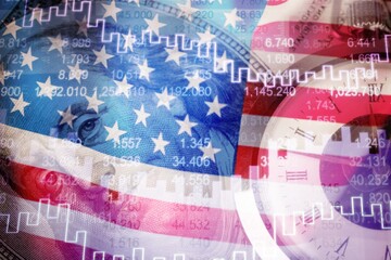 Naklejka premium Crisis in USA, inflation of dollars, economy concept