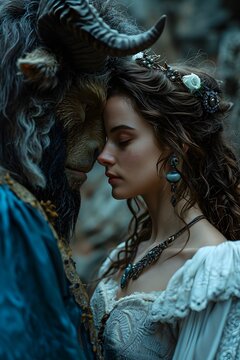 Fantasy Romance Between Beauty and the Beast
