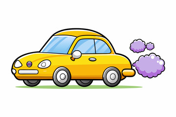 Obraz premium Car with exhaust smoke clouds stock illustration