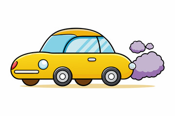 Car with exhaust smoke clouds stock illustration