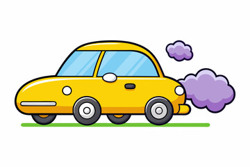 Car with exhaust smoke clouds stock illustration