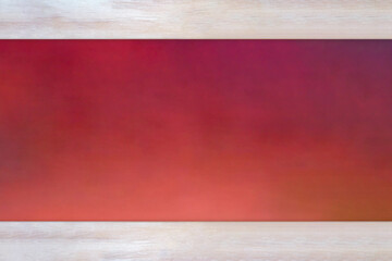 白く塗装した木目のフレームが上下にあるライトがあたった赤い背景