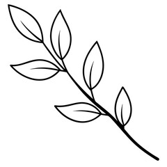 A branch with leaves line art vector illustration