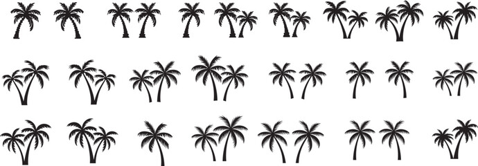 Palm tree silhouette vector illustration. black Palm tree icon vector art.