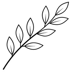 A branch with leaves line art vector illustration