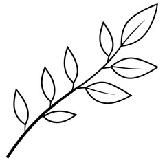 A branch with leaves line art vector illustration