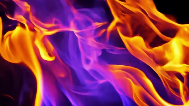 Witness the stunning display of colorful flames flickering and shifting in an enchanting nighttime show.
