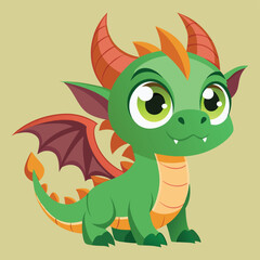 a cartoon image of a cute baby dragon vector illustration