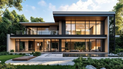 Fototapeta premium Modern house with pool and patio