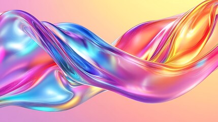 Fototapeta premium Abstract colorful flowing liquid swirl on pink and yellow gradient background.