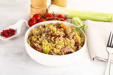 Bulgur with lamb and vegetables