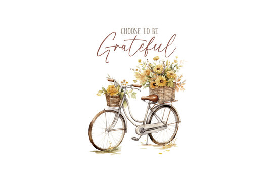 Choose to be Grateful, Fall Leaves Flowers Sublimation T shirt design