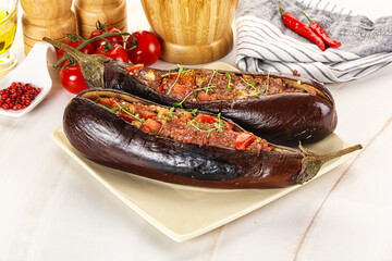 Baked eggplant with minced beef