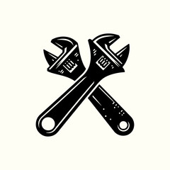 Adjustable Wrench Silhouette Vector Illustration Design