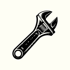 Adjustable Wrench Silhouette Vector Illustration Design