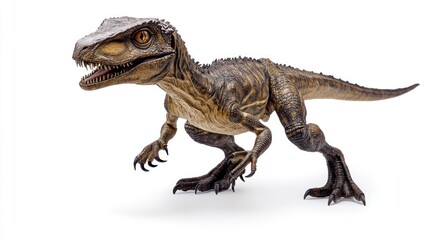 Obraz premium A realistic toy dinosaur figurine showcasing intricate details and a fierce expression, perfect for collectors and educational purposes.