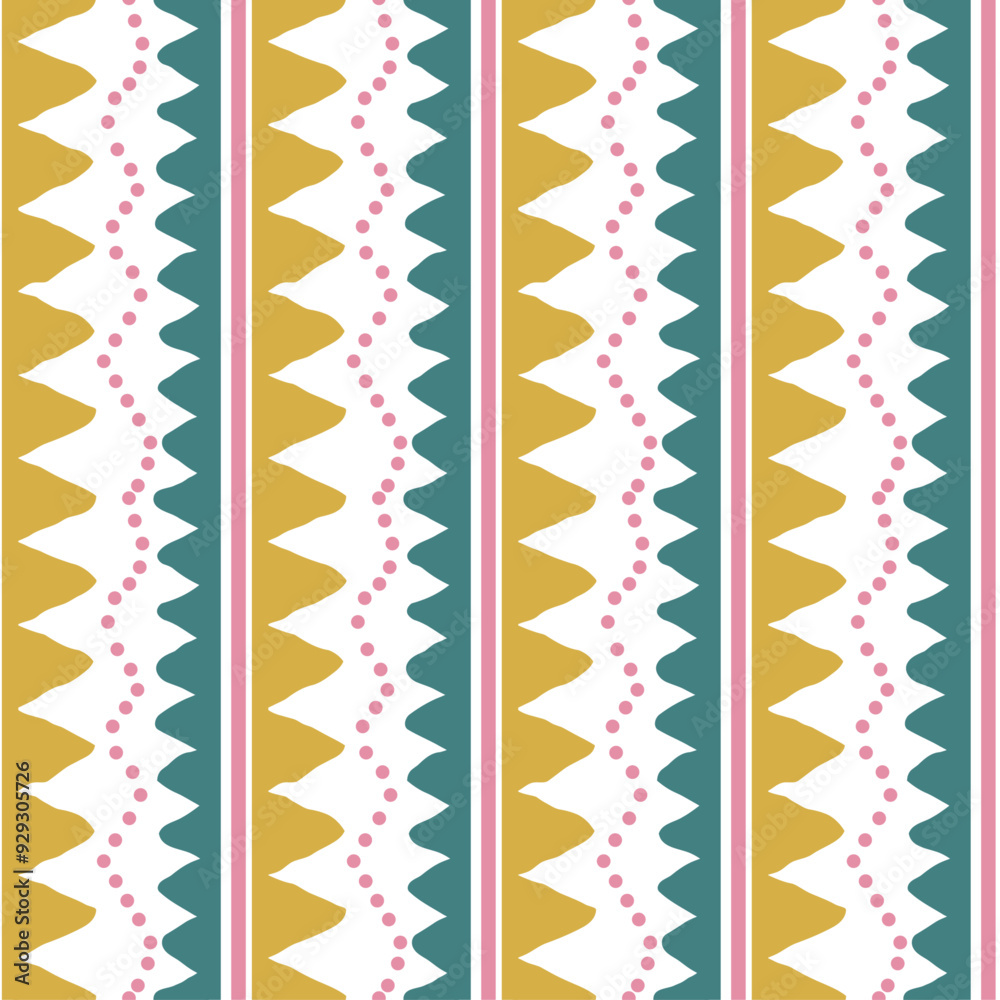 Poster Rows of teeth and dots. Vector repeating and abstract pattern.