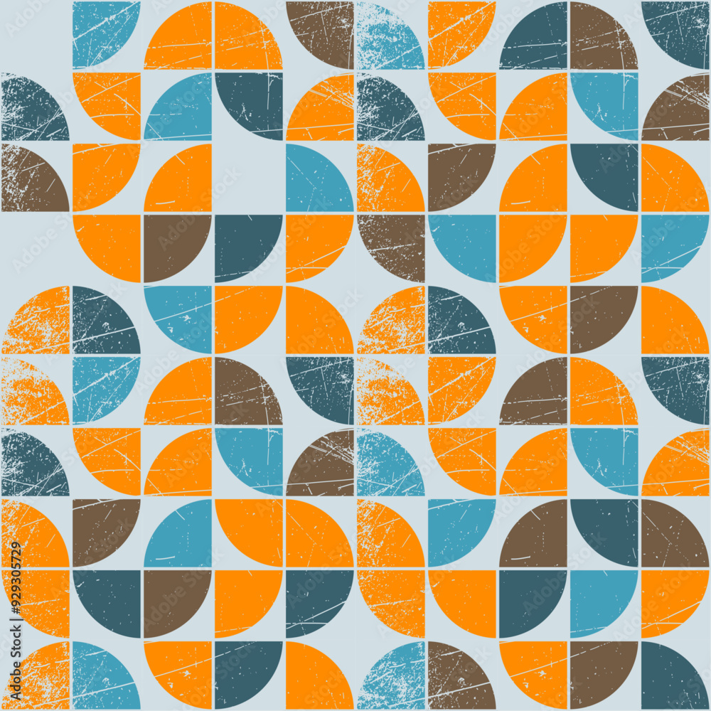 Poster Quarter circles, abstract and grungy pattern. Vector and geometric pattern.