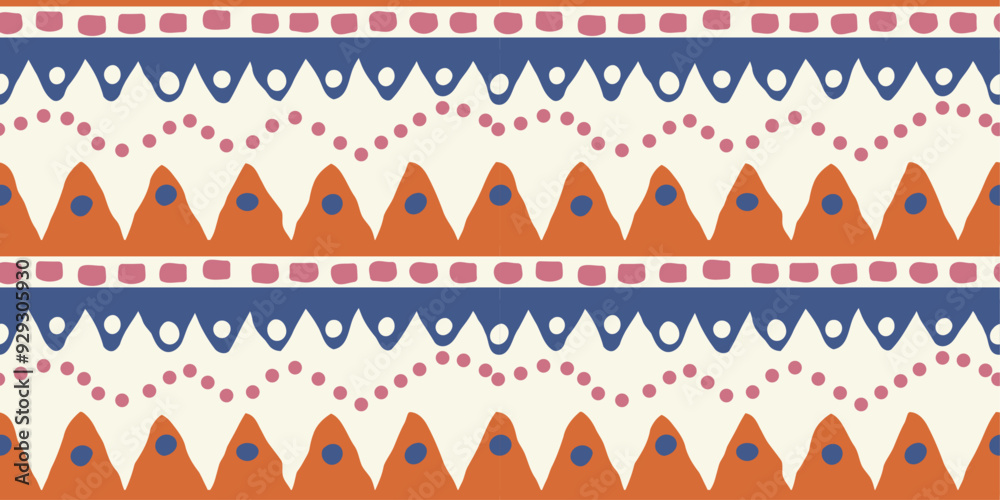 Leinwandbilder abstract pattern of blue and orange rows of triangles or dots.