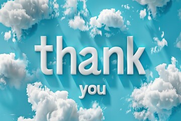 "thank you" lettering cloud effect on blue sky with generative ai