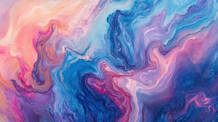 Fototapeta premium A vibrant abstract artwork featuring swirling blues, pinks, and purples, creating a dreamy and fluid composition.