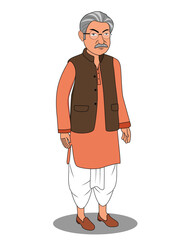 Indian village rich man cartoon character design