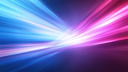 Dynamic blue and pink light streaks create an energetic and futuristic backdrop.