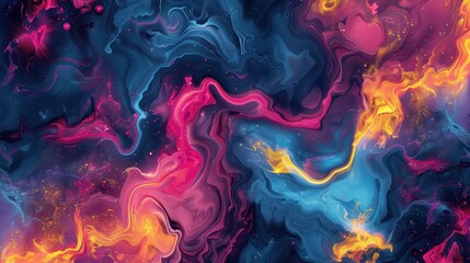 Fototapeta premium Colorful abstract swirling patterns in vibrant shades of blue, pink, and yellow
