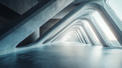 Obraz premium Abstract modern concrete hallway with light and shadows.