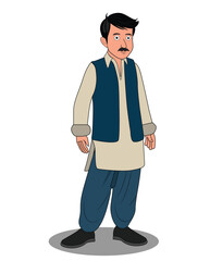 Indian village man cartoon character design