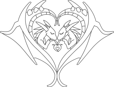 Dragon Heart Outline
