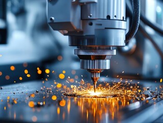 Closeup of a CNC machine, illustrating precision manufacturing