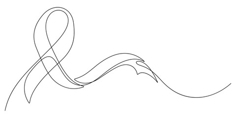 breast cancer awareness sign one line drawing