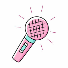 Pink microphone stock illustration