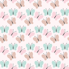 Seamless vector illustration print pattern background wallpaper with butterflies summer spring for textile, paper, pack etc 
