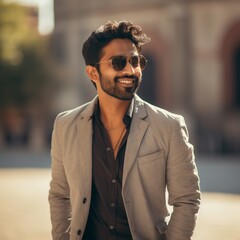Obraz premium Confident Young Men in Stylish Casual and Business Attire Outdoors 