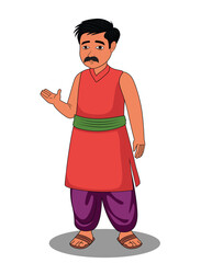 Indian village poor man cartoon character design