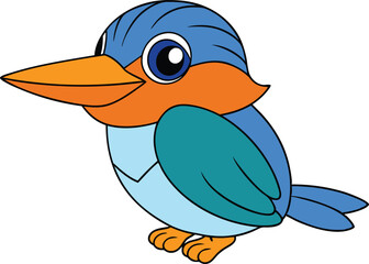 Cute Kingfisher on Vector Illustrator