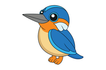 Cute Kingfisher on Vector Illustrator