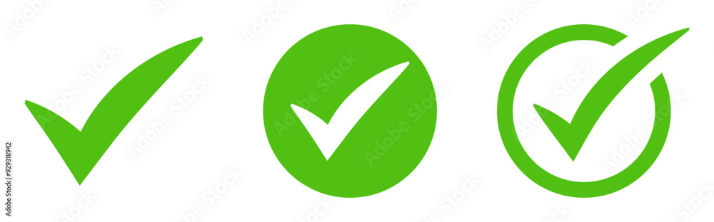 Leinwandbilder check mark icon set. check box icon with correct, accept checkmark icons green tick box, check list circle frame - checkbox symbol sign. checkbox frame