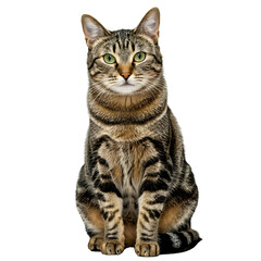 Fototapeta premium Potrait of Sitting cat looking to the front. png isolated background. transparent background