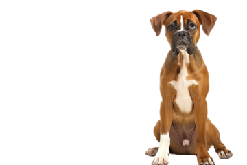 Adorable boxer dog isolated on a clear white background in high resolution.