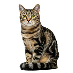 Naklejka premium Potrait of Sitting cat looking to the front. png isolated background. transparent background