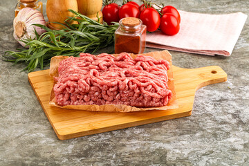 Raw uncooked red minced meat
