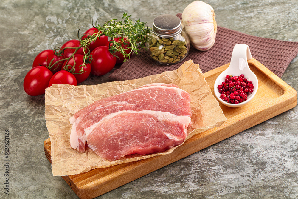 Wall mural raw pork steak for cooking