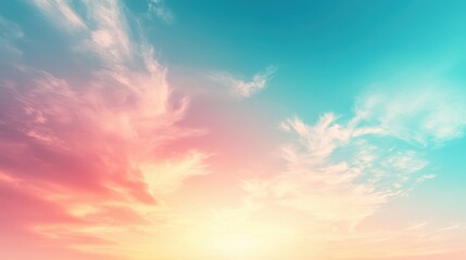 A serene gradient sky at sunset with soft clouds in pastel colors.
