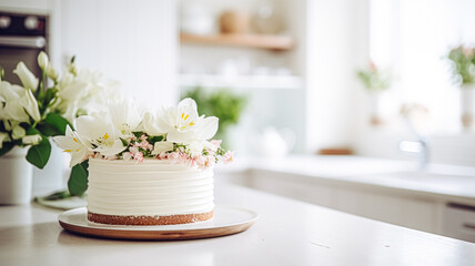 Homemade birthday cake in the English countryside house, cottage kitchen food and holiday baking recipe inspiration