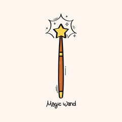Fototapeta premium Hand Drawn Magic Wand Vector Design.